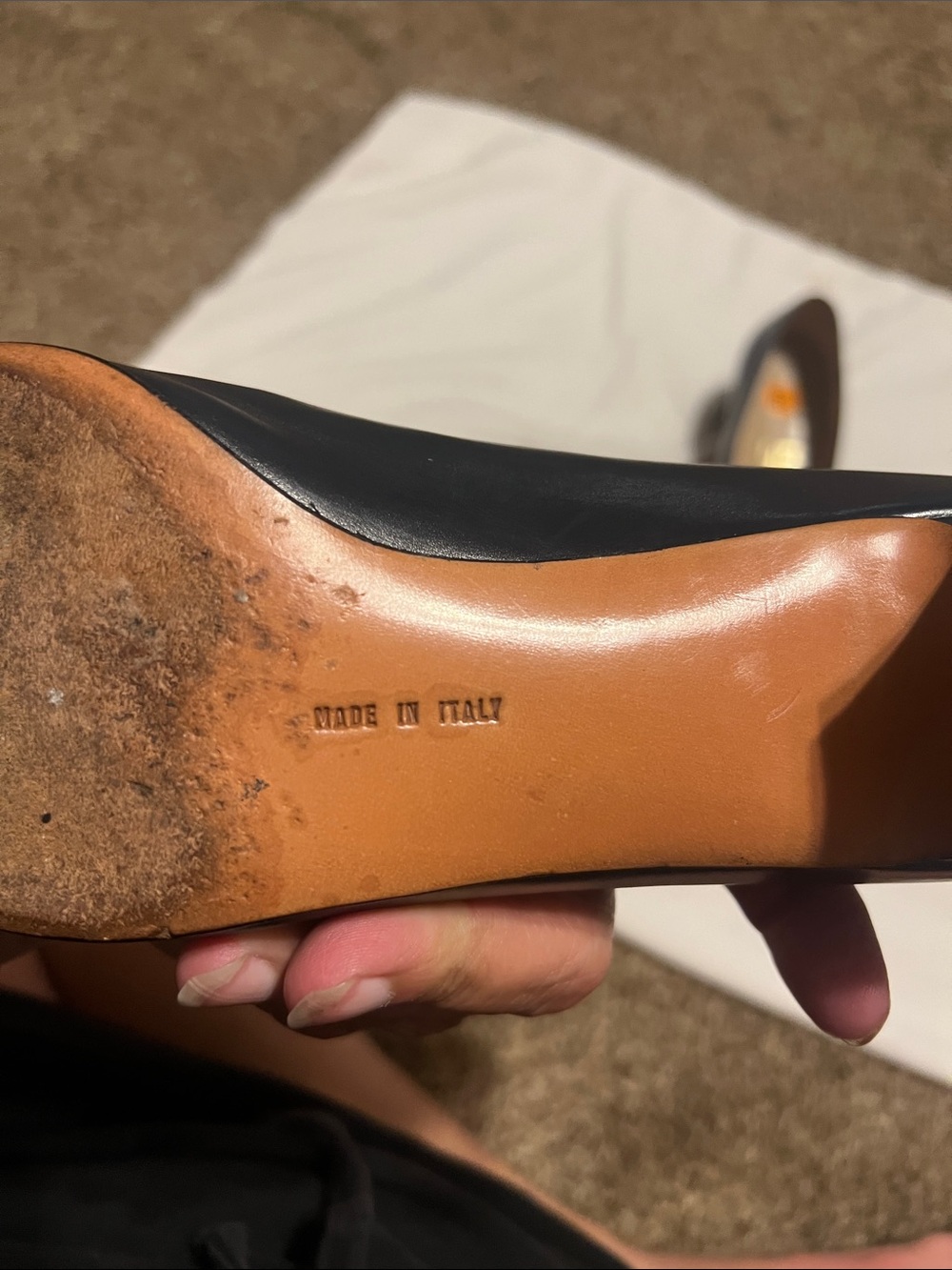 Salvatore Ferragamo black leather heels.
Size 8 1/2 AA. - Picture 3 of 8